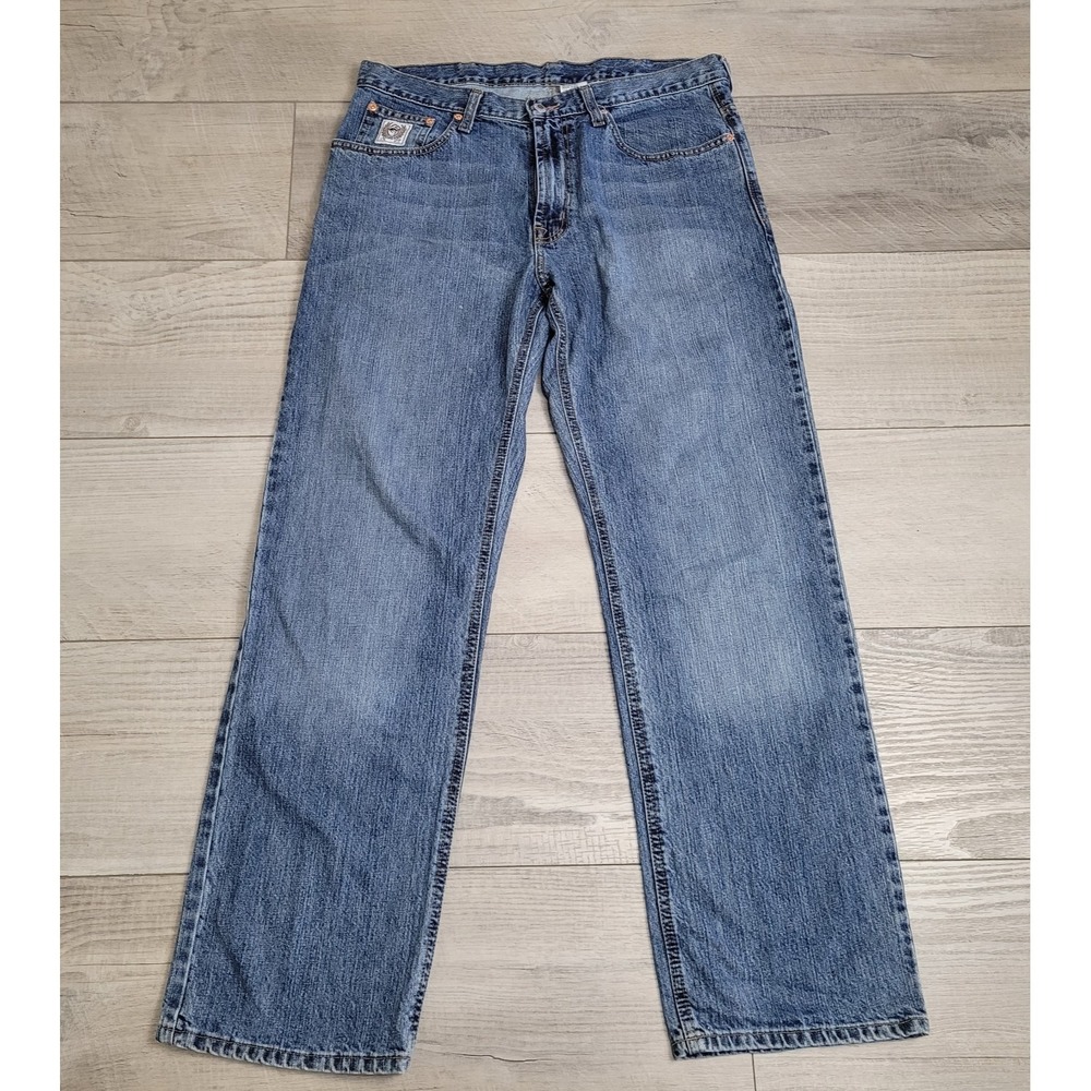 Cinch Jeans Mens 37x32 White Label Relaxed Med Stone Wash MB92834 Cowboy Western